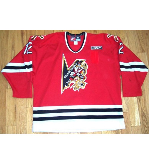 Custom QMJHL Drummondville Voltigeurs 1994 2005 12 Domintc Fiset Hockey jersey Road Red